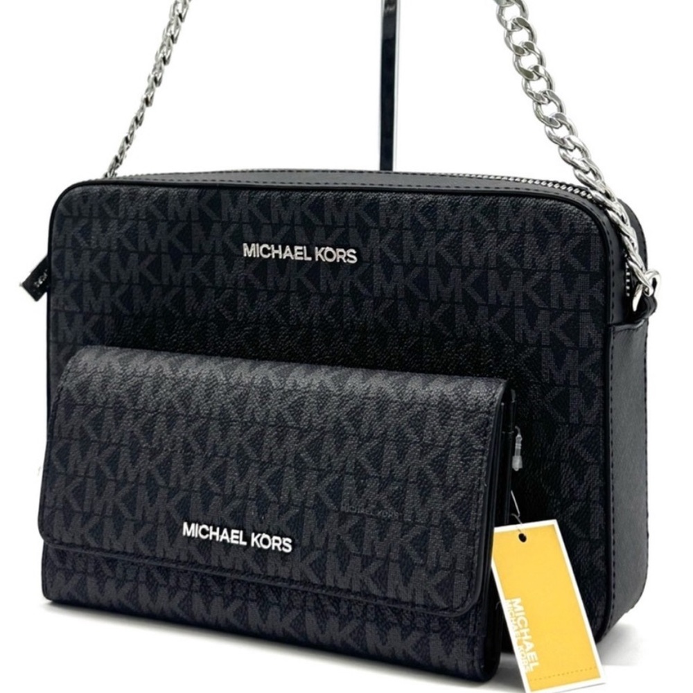 Michael Kors Large Jet Set Travel Logo Crossbody Bag & Matching Trifold Wallet